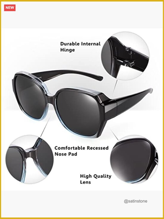 Polarized Fit Over Glasses Sunglasses, Trendy Square Sunglasses UV Protection